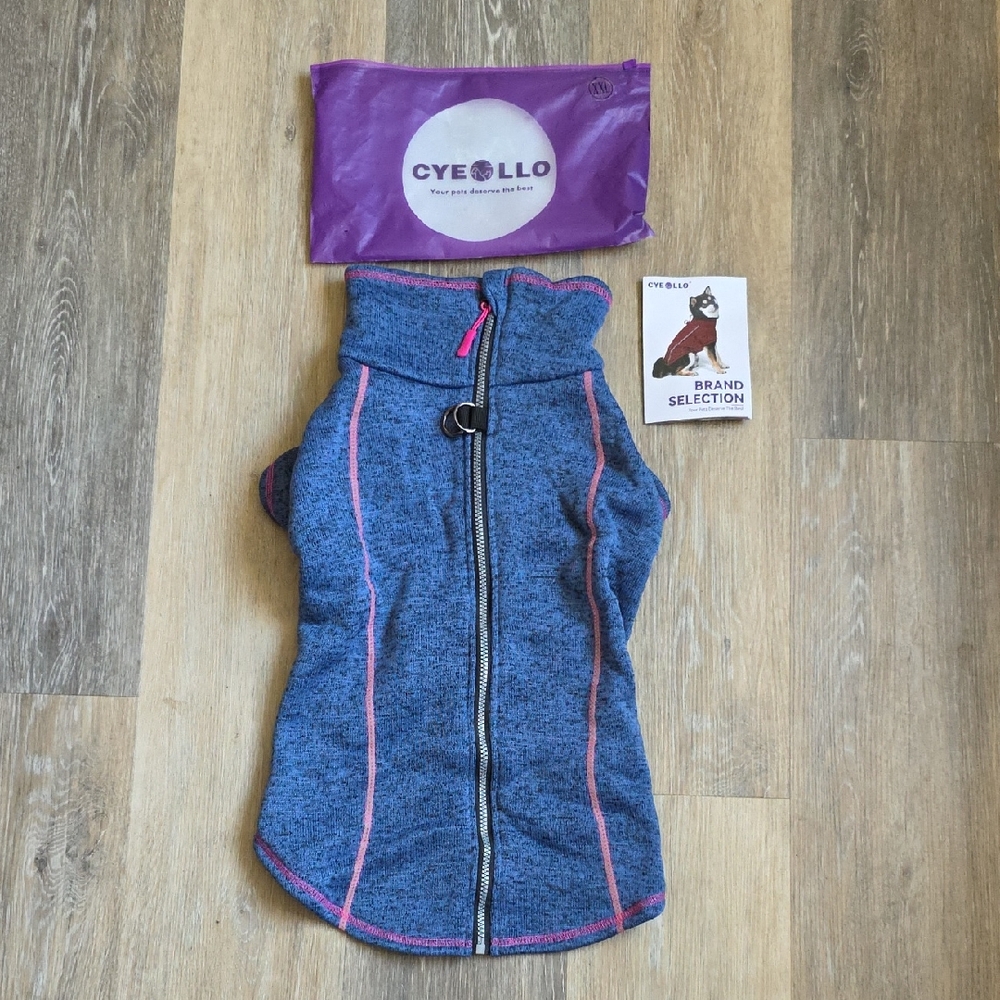 Blue & Pink Zippered Dog Jacket